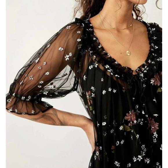 NEW FREE PEOPLE with love mesh minidress in black - Picture 3 of 3